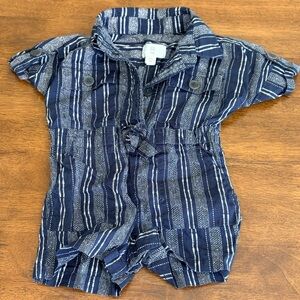 Banana Republic Navy and White Patterned Baby Romper